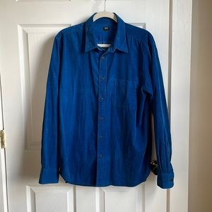 Uniqlo Corduroy Blue Button Down Shirt
